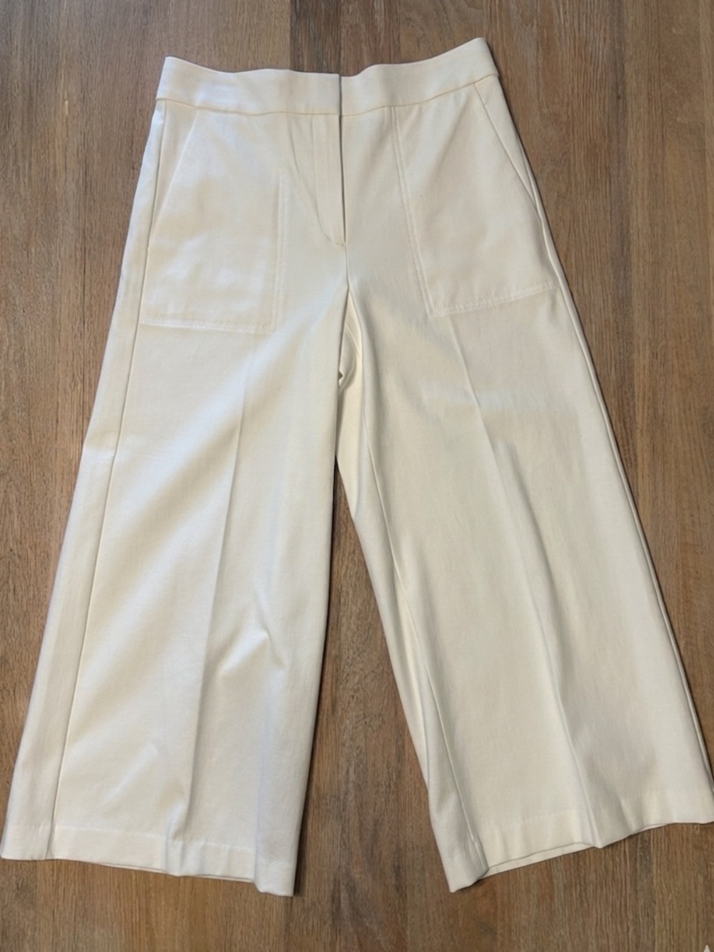 Ann Taylor Cream Wide-Leg Cropped Pants